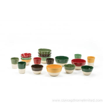 Single glaze stoneware dinner set - multi colors